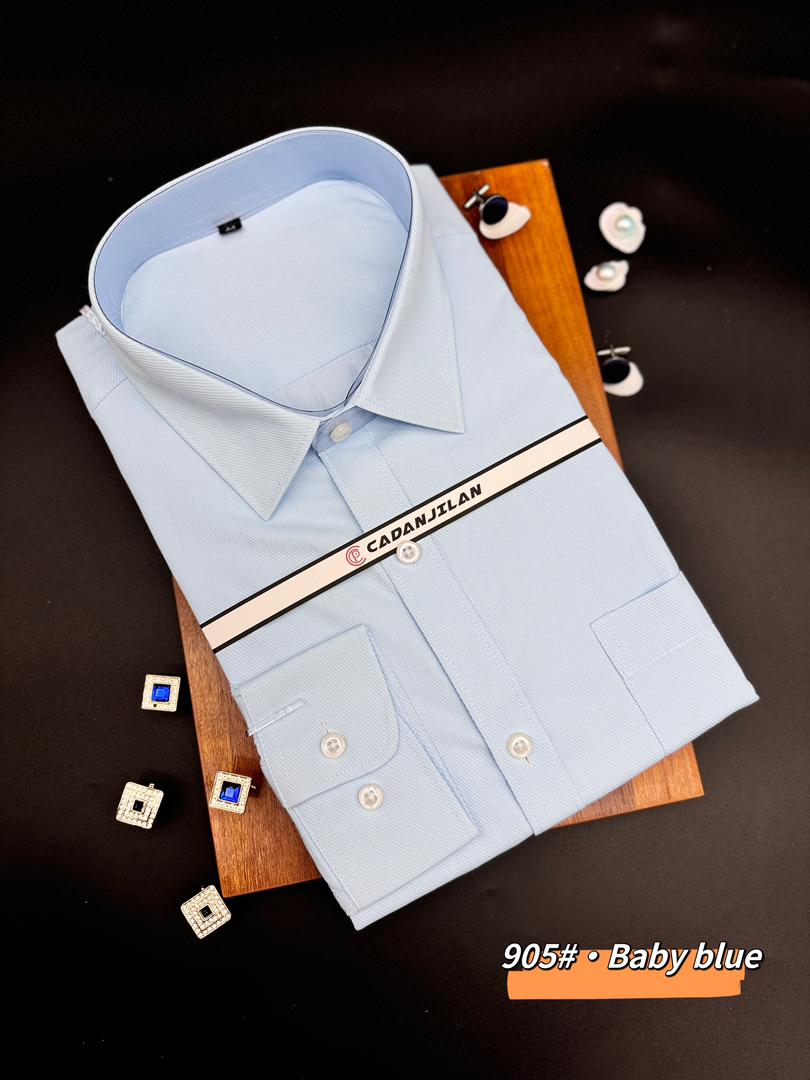 High Quality Free Ironing Men Dress Long Sleeve Shirt 100% Pure Cotton New Solid Male Regular Fit Business Shirt